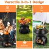 Giantex 3-in-1 Outdoor Fire Pit, 20″ Wood Burning Fire Pits with Removable Wok Ring, Ash Pan & Storage Shelf, Oxygen-Enriched Burning, Heavy-Duty Portable Fire Bowl for Camping, Backyard, Patio, BBQ