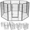 Giantex 40″ 16/8 Panel Pet Playpen with Door, Foldable Dog Exercise Pen, Portable Free-Standing Cat Fence, for Outdoor & Outdoor, Metal Dog Puppy Cat Exercise Fence Barrier Kennel (8 Panels, 40”)(8 Panels)
