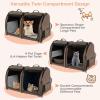 Giantex 40 Inch Cat Carrier with Double Compartments, Travel Litter Box, 2 Removable Hammocks and Mats, Portable Cat House Pet Kennel Dog Crate with Carry Bag for Car Trip Camping (Brown)(Brown)