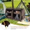 Giantex 40 Inch Cat Carrier with Double Compartments, Travel Litter Box, 2 Removable Hammocks and Mats, Portable Cat House Pet Kennel Dog Crate with Carry Bag for Car Trip Camping (Brown)(Brown)