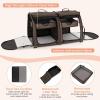 Giantex 40 Inch Cat Carrier with Double Compartments, Travel Litter Box, 2 Removable Hammocks and Mats, Portable Cat House Pet Kennel Dog Crate with Carry Bag for Car Trip Camping (Brown)(Brown)