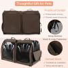 Giantex 40 Inch Cat Carrier with Double Compartments, Travel Litter Box, 2 Removable Hammocks and Mats, Portable Cat House Pet Kennel Dog Crate with Carry Bag for Car Trip Camping (Brown)(Brown)