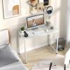 Giantex 40-Inch White Computer Desk, Home Office Desk with Heavy-Duty Metal Frame, Modern Simple Gaming Table PC Workstation, Versatile Small Desk for Bedroom, Small Spaces(White)