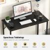 Giantex 40-Inch White Computer Desk, Home Office Desk with Heavy-Duty Metal Frame, Modern Simple Gaming Table PC Workstation, Versatile Small Desk for Bedroom, Small Spaces(Black)