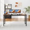 Giantex 40-Inch White Computer Desk, Home Office Desk with Heavy-Duty Metal Frame, Modern Simple Gaming Table PC Workstation, Versatile Small Desk for Bedroom, Small Spaces(Rustic Brown + Black)
