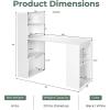 Giantex 48 Inch Computer Desk with Bookshelf, 3-in-1 Home Office Desk with 4-Tier Bookcase & CPU Stand, Space-Saving Reversible Writing Desk Work Table for Bedroom, Study Room, Office (Natural)(White)