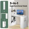 Giantex 48 Inch Computer Desk with Bookshelf, 3-in-1 Home Office Desk with 4-Tier Bookcase & CPU Stand, Space-Saving Reversible Writing Desk Work Table for Bedroom, Study Room, Office (Natural)(White)