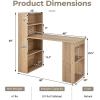 Giantex 48 Inch Computer Desk with Bookshelf, 3-in-1 Home Office Desk with 4-Tier Bookcase & CPU Stand, Space-Saving Reversible Writing Desk Work Table for Bedroom, Study Room, Office (Natural)(Natural)