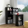 Giantex 48 Inch Computer Desk with Bookshelf, 3-in-1 Home Office Desk with 4-Tier Bookcase & CPU Stand, Space-Saving Reversible Writing Desk Work Table for Bedroom, Study Room, Office (Natural)(Black)
