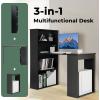 Giantex 48 Inch Computer Desk with Bookshelf, 3-in-1 Home Office Desk with 4-Tier Bookcase & CPU Stand, Space-Saving Reversible Writing Desk Work Table for Bedroom, Study Room, Office (Natural)(Black)
