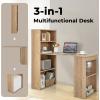 Giantex 48 Inch Computer Desk with Bookshelf, 3-in-1 Home Office Desk with 4-Tier Bookcase & CPU Stand, Space-Saving Reversible Writing Desk Work Table for Bedroom, Study Room, Office (Natural)(Natural)