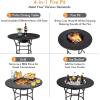 Giantex 4-In-1 Fire Pit Dining Table, 32″ Fire Bowl for Outside, Wood Burning Fireplaces with Cover, Fire Poker, Grill Grate, Patio Dining Table for Camping, Picnic, Yard, Metal Round Outdoor Fire Pit