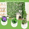 Giantex 4PCS Expandable Fence with Leaves, 6.5ft Privacy Screen Decorative Faux Ivy Fencing Panel for Balcony Patio Deck Backdrop, Outdoor Artificial Hedge Screen (4, Green Leaves & White Flowers)(Green Leaves & Purple Flowers)