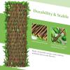 Giantex 4PCS Expandable Fence with Leaves, 6.5ft Privacy Screen Decorative Faux Ivy Fencing Panel for Balcony Patio Deck Backdrop, Outdoor Artificial Hedge Screen (4, Green Leaves & White Flowers)(Green leaves & White Flowers)