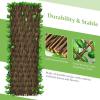 Giantex 4PCS Expandable Fence with Leaves, 6.5ft Privacy Screen Decorative Faux Ivy Fencing Panel for Balcony Patio Deck Backdrop, Outdoor Artificial Hedge Screen (4, Green Leaves & White Flowers)(Green Leaves & Purple Flowers)