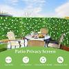 Giantex 4PCS Expandable Fence with Leaves, 6.5ft Privacy Screen Decorative Faux Ivy Fencing Panel for Balcony Patio Deck Backdrop, Outdoor Artificial Hedge Screen (4, Green Leaves & White Flowers)(Green leaves & White Flowers)