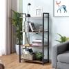 Giantex 4-Tier Industrial Bookshelf, Vintage Bookcase with Metal Frame, Standing Shelf Unit, Storage Shelves, Book Shelf for Living Room, Bedroom, Office, Brown(Brown)