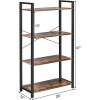 Giantex 4-Tier Industrial Bookshelf, Vintage Bookcase with Metal Frame, Standing Shelf Unit, Storage Shelves, Book Shelf for Living Room, Bedroom, Office, Brown(Brown)