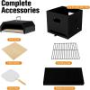 Giantex 4-in-1 Outdoor Pizza Oven Wood Fired, 2-Layer Pizza Maker Grill with Stone, Peel, Waterproof Cover, Cooking Grids, Detachable Grill Oven & Fire Pit for Outside Backyard BBQ