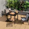 Giantex 4-in-1 Wood Burning Fire Pit, Square Firepit Table with Mesh Cover, Removable Lid, Cooking Grate, Log Grate and Fire Poker, Outdoor Fire Table for Garden Poolside Balcony