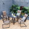 Giantex 4-in-1 Wood Burning Fire Pit, Square Firepit Table with Mesh Cover, Removable Lid, Cooking Grate, Log Grate and Fire Poker, Outdoor Fire Table for Garden Poolside Balcony