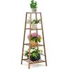 Giantex 4-tier Bamboo Plant Stand, 39” Ladder Shelf Corner Storage Shelving, Flower Pot Rack Display Shelf, Indoor Outdoor Flower Holder Planter for Living Room Patio Balcony (Brown)