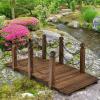 Giantex 5 FT Wooden Garden Bridge, Classic Wood Arc Footbridge with Railings, 400 lbs Capacity, Decorative Pond Bridge for Outdoor Garden Yard Backyard Creek Farm (Natural)(Brown)