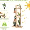 Giantex 5 Tier 6 Potted Plant Stand, Bamboo Plant Shelf for Multiple Flower Pots Holder, Indoor Outdoor Plant Display Rack Organizer Shelving Unit for Corner Patio Garden Balcony (5-Tier)