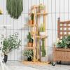 Giantex 5 Tier 6 Potted Plant Stand, Bamboo Plant Shelf for Multiple Flower Pots Holder, Indoor Outdoor Plant Display Rack Organizer Shelving Unit for Corner Patio Garden Balcony (5-Tier)