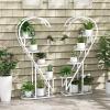 Giantex 5 Tier Metal Plant Stand Indoor, Creative Heart-shaped Ladder Plant Shelf with Hanging Hook for Multiple Plants, Tiered Flower Display Shelf, Tall Plant Stand for Valentine’s Day Home Holiday(White)