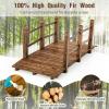 Giantex 5 ft Garden Bridge – Stained Wood Arc Footbridge Walkway with Side Railings, Decorative Wooden Bridge Landscaping for Backyard Farm Garden Creek Pond Decor, Easy to Assemble (Stained Brown)(Stained Brown)