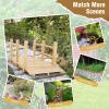 Giantex 5 ft Garden Bridge – Stained Wood Arc Footbridge Walkway with Side Railings, Decorative Wooden Bridge Landscaping for Backyard Farm Garden Creek Pond Decor, Easy to Assemble (Stained Brown)(Natural)