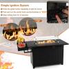 Giantex 52″ Outdoor Propane Fire Pit – 50,000 BTU Wicker Patio Gas Fire Table w/Lid, Waterproof Cover, Tempered Glass Wind Guard & Blue Fire Stone, PE Rattan Firepit Table w/Storage Shelf (Brown)(Black)