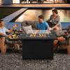 Giantex 52″ Outdoor Propane Fire Pit – 50,000 BTU Wicker Patio Gas Fire Table w/Lid, Waterproof Cover, Tempered Glass Wind Guard & Blue Fire Stone, PE Rattan Firepit Table w/Storage Shelf (Brown)(Black)