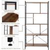 Giantex 5-Tier Bookshelf, Industrial Style Bookcase with Metal Frame, Free Standing Storage Display Shelves, Home Office Study Storage Rack Shelves with Dividers, Wood Shelving Unit (Rustic Brown)(Rustic Brown)