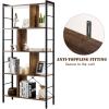 Giantex 5-Tier Bookshelf, Industrial Style Bookcase with Metal Frame, Free Standing Storage Display Shelves, Home Office Study Storage Rack Shelves with Dividers, Wood Shelving Unit (Rustic Brown)(Rustic Brown)