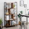 Giantex 5-Tier Bookshelf, Industrial Style Bookcase with Metal Frame, Free Standing Storage Display Shelves, Home Office Study Storage Rack Shelves with Dividers, Wood Shelving Unit (Rustic Brown)(Rustic Brown)