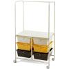 Giantex 6 Drawer Storage Cart, Office School Organizer Cart, Rolling Drawer Cart for Tools, Scrapbook, Paper or Bathroom, Storage Shelf (Beige, Yellow & Black)
