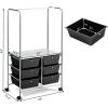 Giantex 6 Drawer Storage Cart, Office School Organizer Cart, Rolling Drawer Cart for Tools, Scrapbook, Paper or Bathroom, Storage Shelf (Black)
