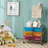 Giantex 6 Drawer Storage Cart, Office School Organizer Cart, Rolling Drawer Cart for Tools, Scrapbook, Paper or Bathroom, Storage Shelf (Blue,Orange & Red)