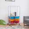 Giantex 6 Drawer Storage Cart, Office School Organizer Cart, Rolling Drawer Cart for Tools, Scrapbook, Paper or Bathroom, Storage Shelf (Blue,Orange & Red)