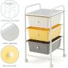 Giantex 6 Storage Drawer Cart Rolling Organizer Cart for Tools Scrapbook Paper Home Office School Multipurpose Mobile Utility Cart (Beige & Yellow)(Beige+Yellow+Gray)