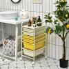 Giantex 6 Storage Drawer Cart Rolling Organizer Cart for Tools Scrapbook Paper Home Office School Multipurpose Mobile Utility Cart (Beige & Yellow)(Beige+Yellow)