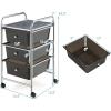 Giantex 6 Storage Drawer Cart Rolling Organizer Cart for Tools Scrapbook Paper Home Office School Multipurpose Mobile Utility Cart (Beige & Yellow)(Black)