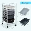 Giantex 6 Storage Drawer Cart Rolling Organizer Cart for Tools Scrapbook Paper Home Office School Multipurpose Mobile Utility Cart (Beige & Yellow)(Black Gradient)