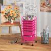 Giantex 6 Storage Drawer Cart Rolling Organizer Cart for Tools Scrapbook Paper Home Office School Multipurpose Mobile Utility Cart (Beige & Yellow)(Hot Pink)