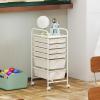 Giantex 6 Storage Drawer Cart Rolling Organizer Cart for Tools Scrapbook Paper Home Office School Multipurpose Mobile Utility Cart (Beige & Yellow)(Ivory)