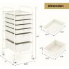 Giantex 6 Storage Drawer Cart Rolling Organizer Cart for Tools Scrapbook Paper Home Office School Multipurpose Mobile Utility Cart (Beige & Yellow)(Ivory)