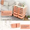Giantex 6 Storage Drawer Cart Rolling Organizer Cart for Tools Scrapbook Paper Home Office School Multipurpose Mobile Utility Cart (Beige & Yellow)(Peach Fuzz)