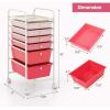 Giantex 6 Storage Drawer Cart Rolling Organizer Cart for Tools Scrapbook Paper Home Office School Multipurpose Mobile Utility Cart (Beige & Yellow)(Pink Gradient)